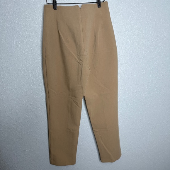 Zara Tan straight leg pants with pleating at top Size Medium -cp - Picture 5 of 7